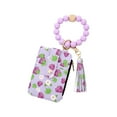 thumbnail image 1 of Cartera con tarjetero, cartera de pulsera, monedero, monedero de bolsillo para mujer, monedero, llavero con borla de cuentas moradas, llavero tipo brazalete, llavero con pulsera, cartera con broche, u, 1 of 4