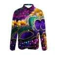 thumbnail image 3 of FAVIPT Mardi Gras Outfits for Men Long Sleeve Lapel Button Down Shirts Funky Mardi Gras Masks Printed Casual Festivel Parade Shirts 2025 Multicolor,S, 3 of 4
