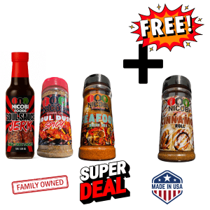 Jerk Sauce & Soul Dust Spicy with Free Seafood & Cinnamon – Heat & Sweet 4-Pack