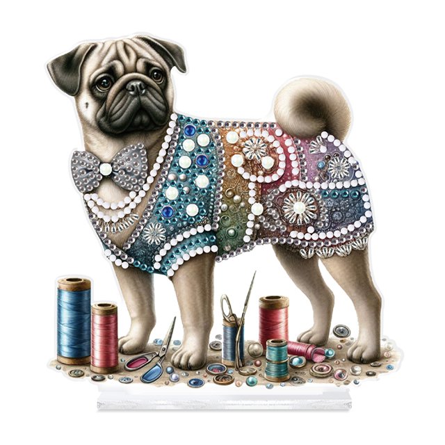 (SA2185) Adorno Perro Sastre (Diamante Brillante Una Cara + Diamante Forma Especial)