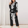 thumbnail image 2 of Honeii White Black Sheep skull Print Women's Pajama Sets Long Sleeve Button Down Sleepwear Nightwear Soft Pjs Lounge Sets 2PCS-Large, 2 of 7