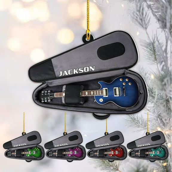 Personalized Guitar Ornament, Gifts for Guitar Lovers, Guitarist Music Lovers, Guitar Gifts for Guitar Players Lovers, Guitar Musical Instrument Christmas Ornament 2023 (Guitar 7) - 3111 (Blue)