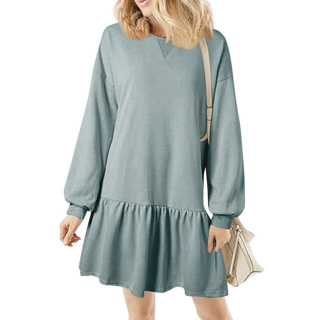 Robe Chandail à Manches Longues Automne 2025 pour Femmes Col Rond Patchwork Côtelé Robe Décontractée Mini Robes