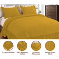 thumbnail image 4 of 5 Piece Luxury 5 Inch Two Layer Ruffle Comforter 550 GSM All Season (King/Cal King Size) Premium Super Soft - 800 TC, 100% Egyptian Cotton- Solid Gold Colour, 4 of 7
