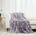 thumbnail image 6 of SoftLux Frosted Purple Texture Medallion Velvet Plush Fleece Throw Blanket, 50" x 60", Adults and Teens, 6 of 7