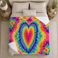 thumbnail image 5 of Vibrant Tie-Dye Heart Design Colorful Radiating Swirls, Cozy Artistic Scene, Warm Flannel Blanket for Living Room and Bedroom, Art Lovers Valentine's Day Gift, Artistic Home Decor, 5 of 9