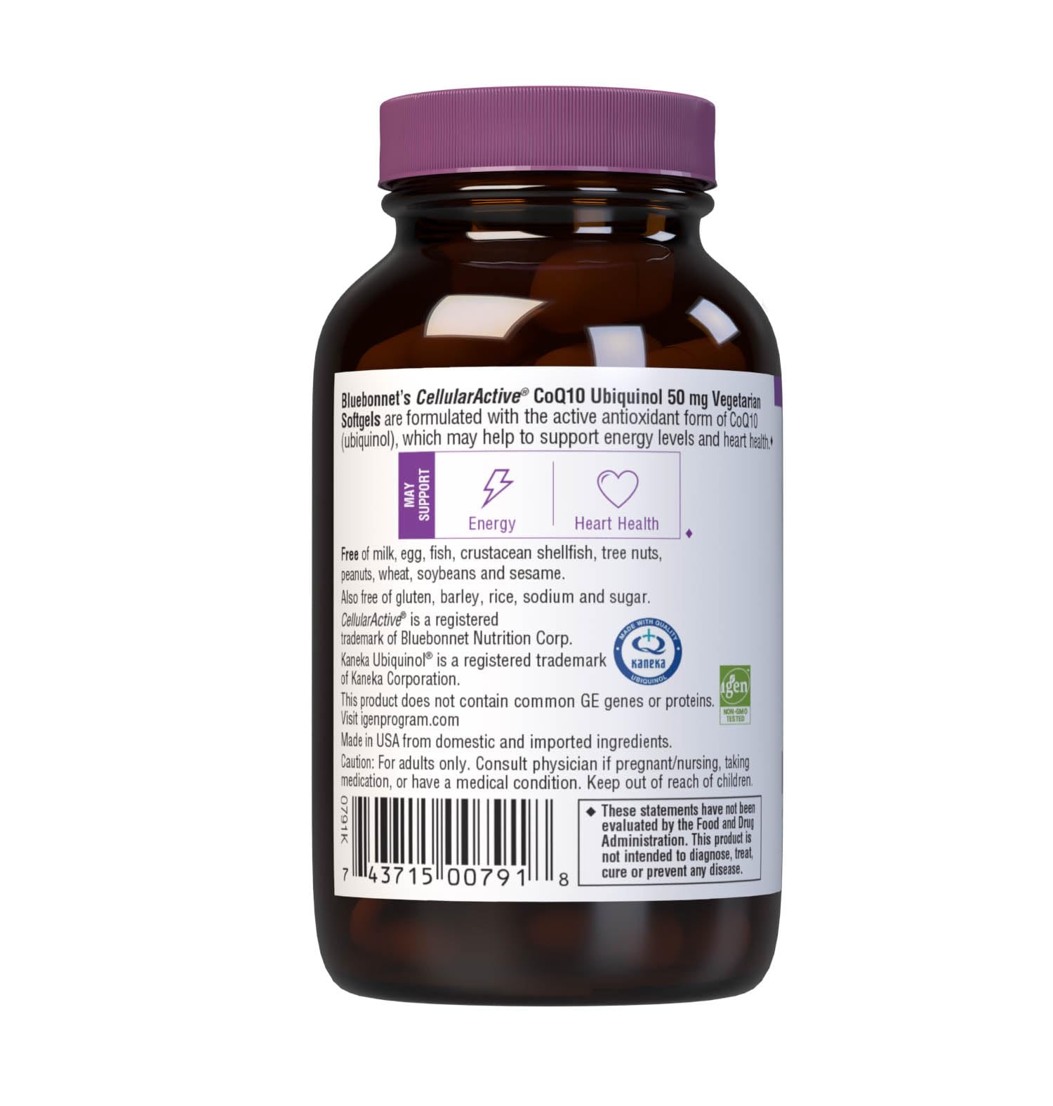 Bluebonnet Cellular Active CoQ10 Ubiquinol 50mg Heart & Cellular Health*, 60 Softgels