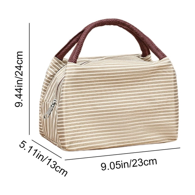 yulier Lunch Sac à pour Femmes Hommes, Grande Capacité Boîte à Lunch Isolée Conteneurs Sac à Main pour Adulte, Sac à Lunch Réutilisable Boîte Bento Rayée pour Travail, Pique-Nique Ou Voyage
