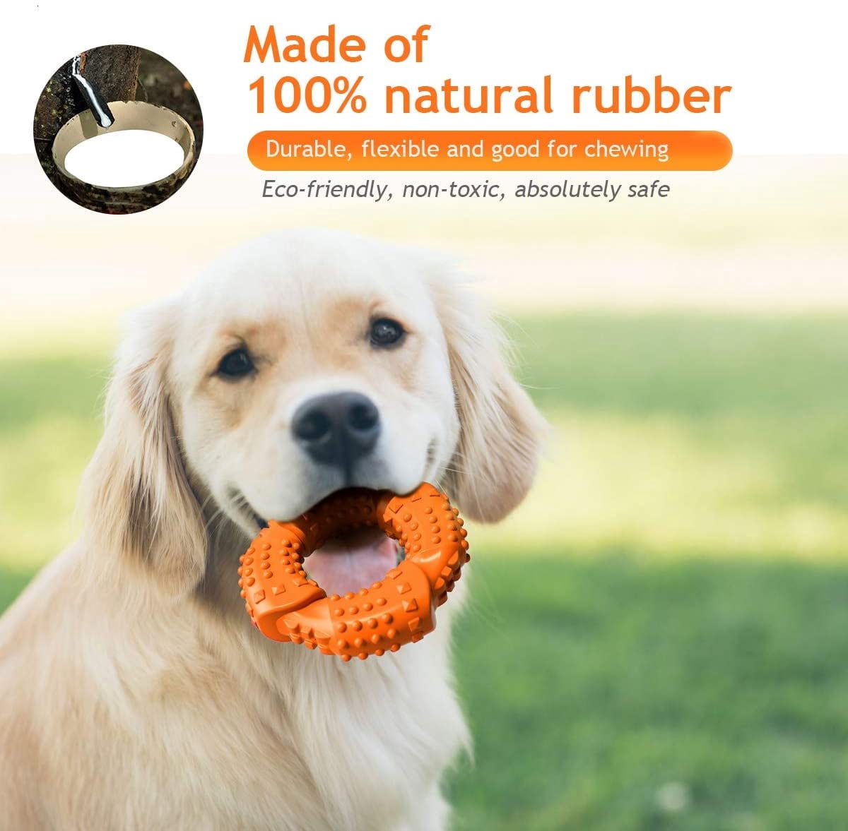 Taoist Dog Chew Toys for Aggressive Chewers Large Breed, Non-Toxic Natural Rubber Long-Lasting Indestructible Dog Toys, Tough Durable Puppy Chew Toy for Medium Large Dogs, Fun to Chew, Chase