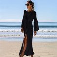 thumbnail image 3 of Blusa de playa hueca sexy traje de baño mono suelto protector solar vestido de punto de ganchillo, 3 of 4