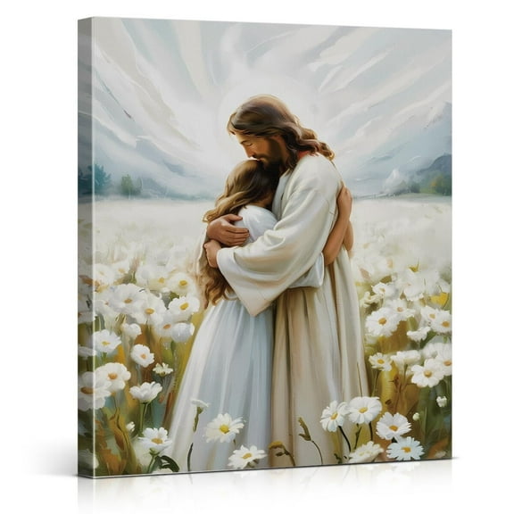 Christian Jesus Hugging Woman Canvas Wall Art Jesus with Woman Poster Print Wall Decor His Love Bible Painting for Home Women Room Bedroom Apartment Decoration poster