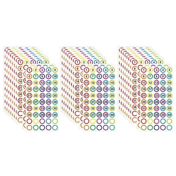 Number Stickers Labels Small Round  40 1 Numbers Decals Sticker Inventory Circle Colorful Adhesive Dot Self Organization