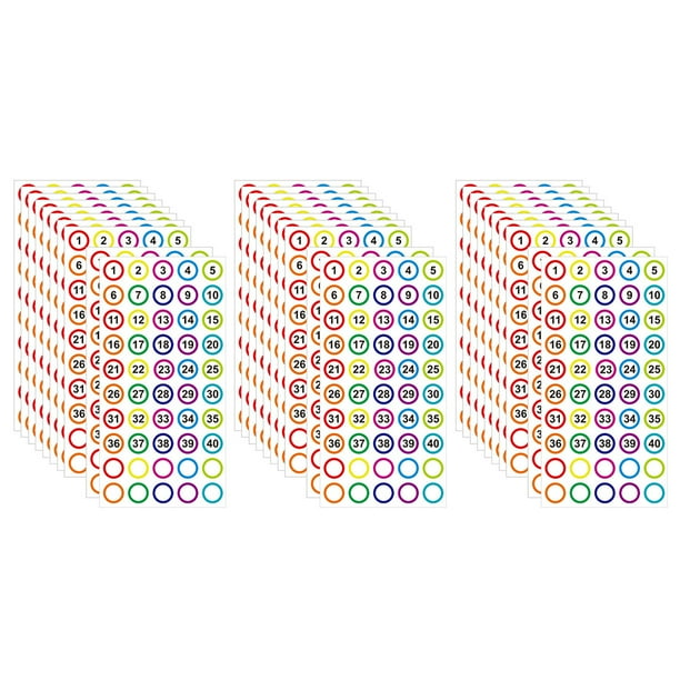 Number Stickers Labels Small Round 40 1 Numbers Decals Sticker Inventory Circle Colorful