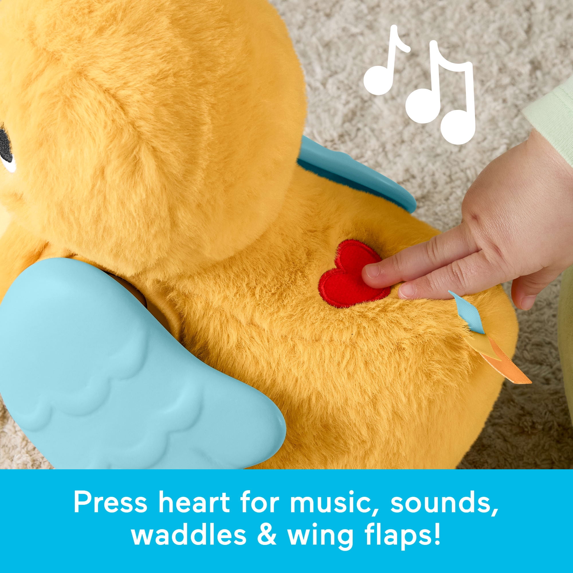 Fisher-Price 4-in-1 Cuddle & Crawl Duck, Baby Musical Tummy Time & Crawling Plush Toy