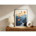 thumbnail image 2 of Mountain River Landscape Poster Asian Art Print Blue and Orange Lantern Decor Japanese Style Wall Art Zen Poster Nature Scene Print - Poster Unframed, 2 of 3