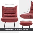 thumbnail image 5 of Mcombo Modern Chair with Ottoman, Wingback Club Accent Chairs for Living Room, Bronzing Fabric Upholstered Leisure Chairs with Metal Legs 4400 (Burgundy), 5 of 8