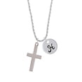 thumbnail image 2 of Delight Jewelry Stainless Steel 1.3" Cross - Silvertone Script Initial Disc - H - Charm Necklace, 20"+3", 2 of 4