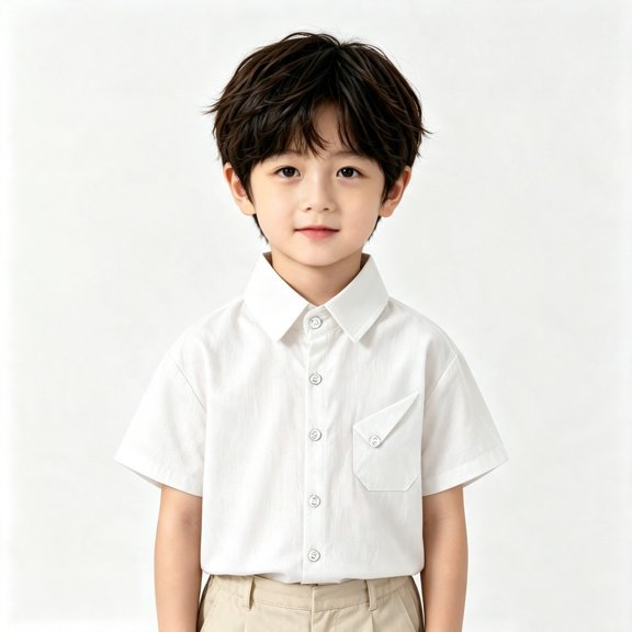 Boy's Summer Dress Shirt Classic Short Sleeve Button Down School Uniform Comfortable Breathable Casual T-Shirt with Chest Pocket, 110