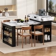 thumbnail image 1 of MODERNLUXE Extendable Dining Table with Folding Tabletop, Kitchen Island with Wheels,Hooks,Drawers and Power Outlet, Bar Table with Storage for Kitchen, Dining Room,Black, 1 of 11