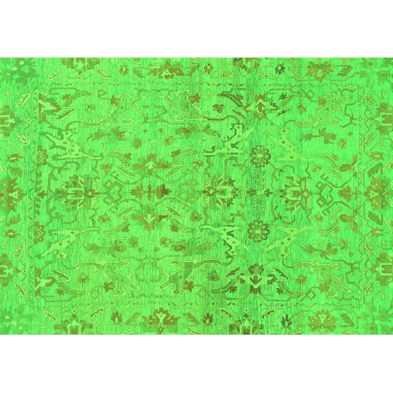 Ahgly Company Indoor Rectangle Oriental Green Traditional Area Rugs, 2' x 5'