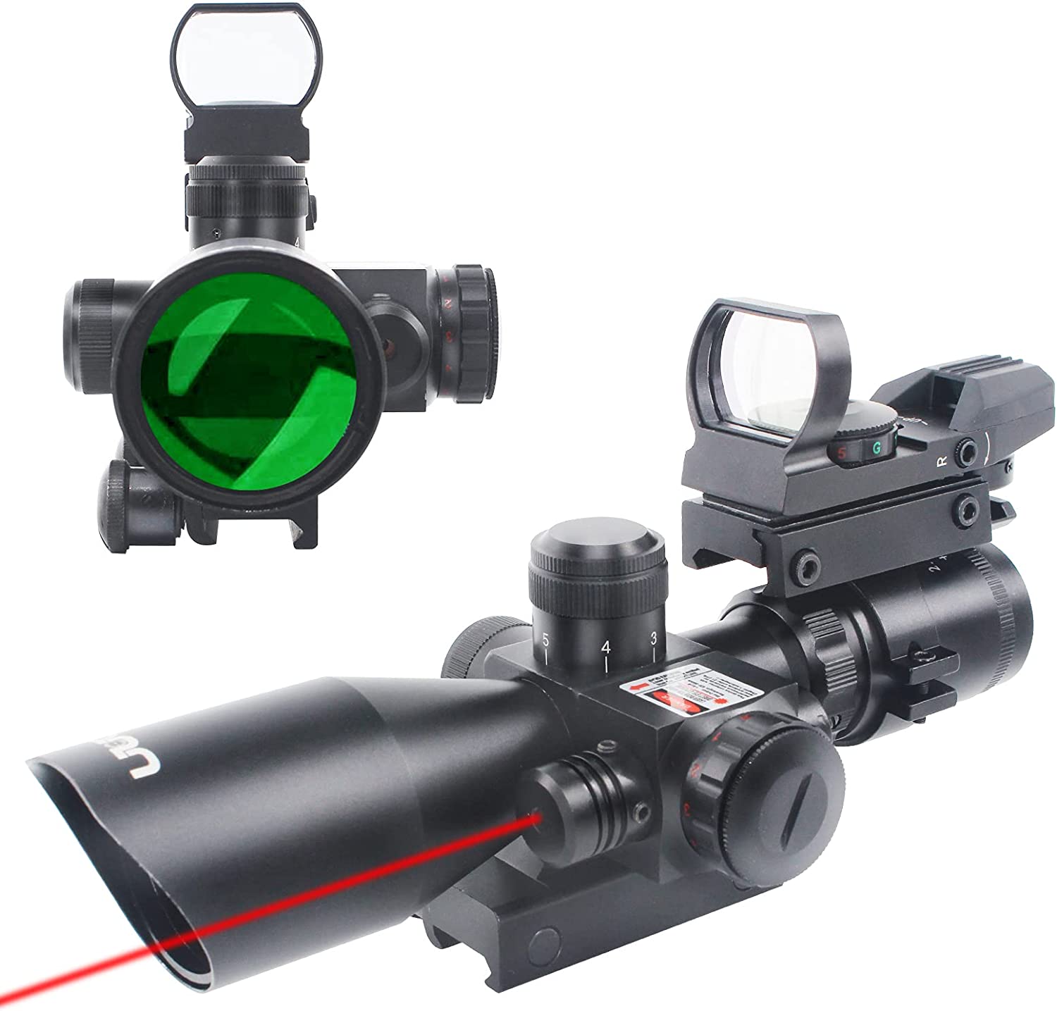 FSXUOLIPI 2.510x40 Combo Rifle Scope, Dual Illuminated Mildot Reticle