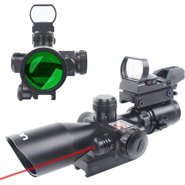 FSXUOLIPI 2.510x40 Combo Rifle Scope, Dual Illuminated Mildot Reticle