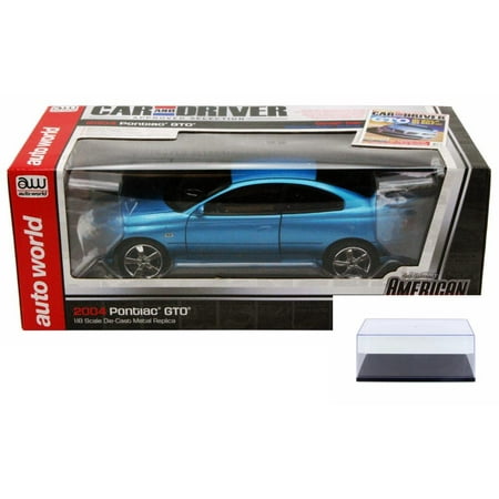 Diecast Car & Display Case Package - 2004 Pontiac GTO, Bermude Blue - Auto World ERTL AMM1025 - 1/18 scale Diecast Model Toy Car w/Display
