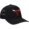 thumbnail image 3 of Men's Mitchell & Ness Black Chicago Bulls Monogram Allover Logo Mesh Trucker Adjustable Hat, 3 of 4