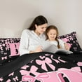 thumbnail image 5 of jejeloiu Initial Letter B Bedding Comforter Set,Kawaii Bow Bowknot Twin Comforter Sets,Light Pink Black Bedding Set For Girls,Breathable Bedroom Decoration Reversible,2pcs, 5 of 8