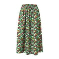 thumbnail image 5 of vigerkar Women's Midi Skirts High Waisted Pleated A-Line Swing Skirts Summer Floral Long Skirts with Pockets Dark Green, M, 5 of 6