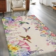thumbnail image 2 of Spring Flowers Area Rugs 4x6 ft Vintage Watercolor Colorful Floral Leaf Birds Linen Texture Washable Rug Non Slip Indoor Carpet Absorbent Floor Mat for Living Room Bedroom Dining Room, 2 of 9