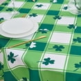 thumbnail image 4 of St Patricks Day 70 Inch Round Tablecloth Shamrock Green and White Buffalo Plaid Table Cloth - Polyester Fabric Irish Clover Table Cover Washable Waterproof for Spring Holiday Farmhouse Party Kitchen, 4 of 7