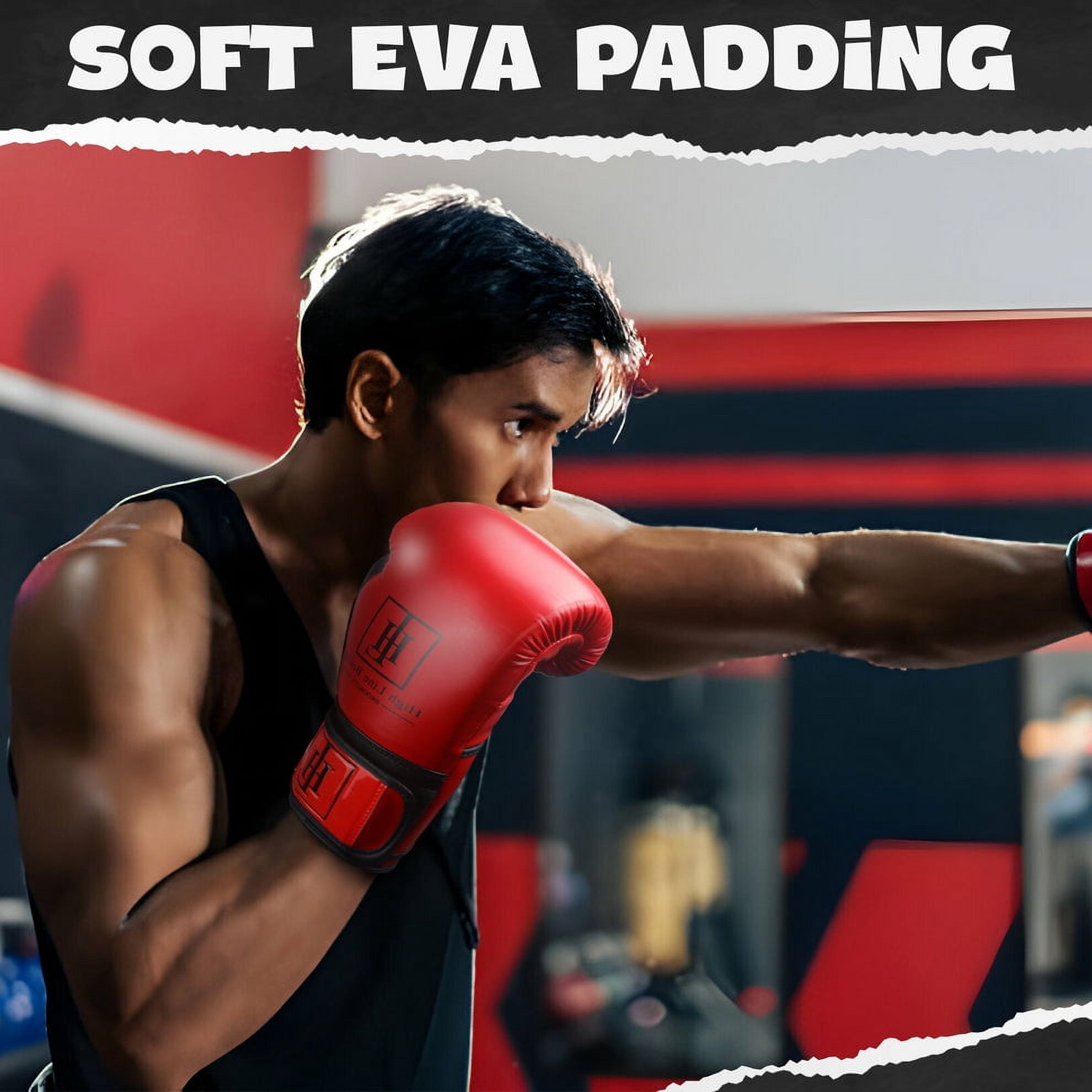 High Line Red Boxing Gloves for Men and Women| Premium Punching Gloves/Boxing Training Gloves Made with Faux Leather| Free Wrist Wraps and Bag Included (10 oz, 12 oz, 14 oz & 16 oz)