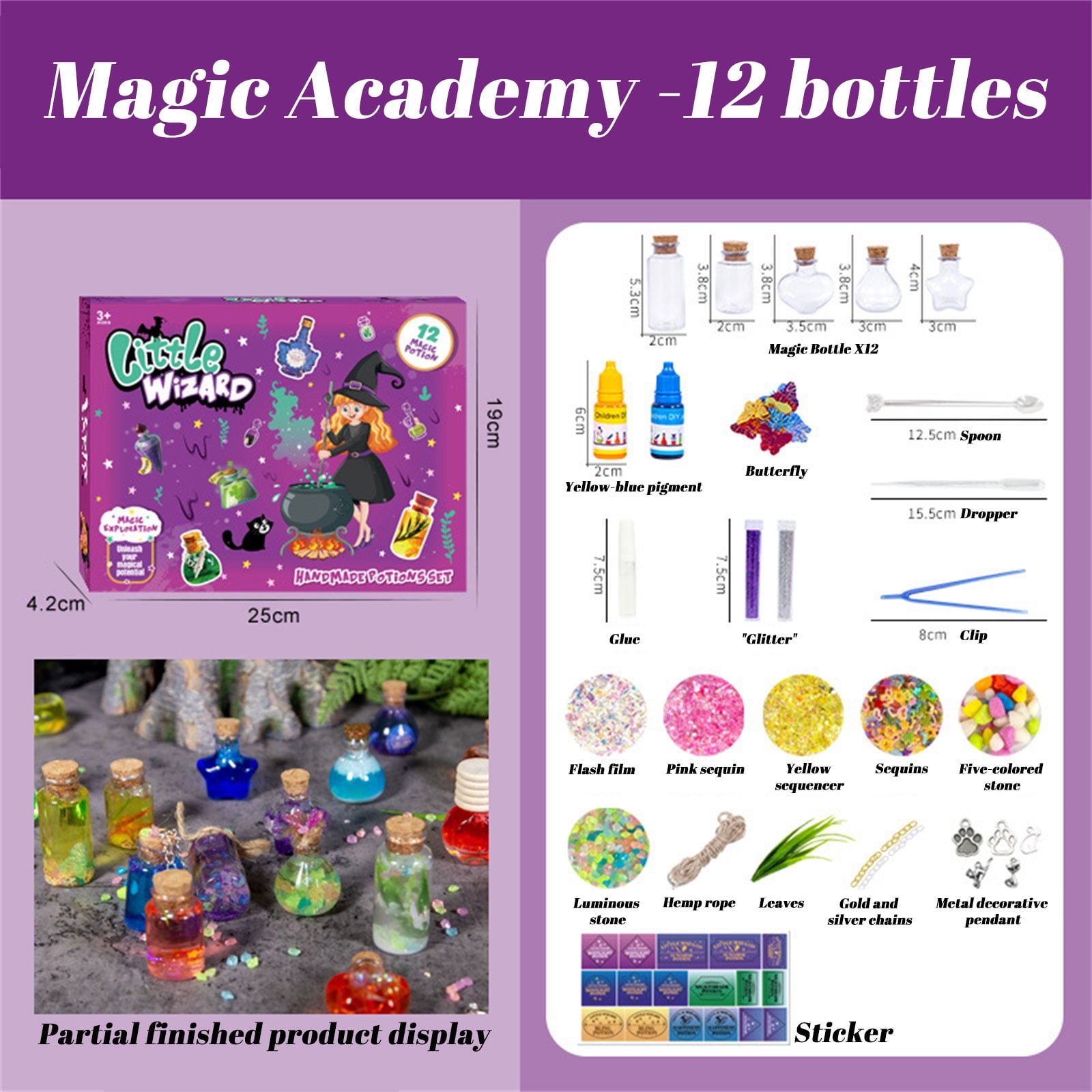 16 Count 50Ml Children's Diy Potion Making Kit With Glow-In-Dark Beads & Recipe Book, Creative Science Craft Set For Kids, Halloween Christmas Birthday Gift For Family Fun