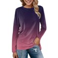 thumbnail image 1 of AMERTEER Femmes Quotidien Tops Manches Longues Confortable Gradient Imprimé Chemisier Tops Casual Tunique Manches Longues Col Rond Pull-Over Chemises, 1 of 4