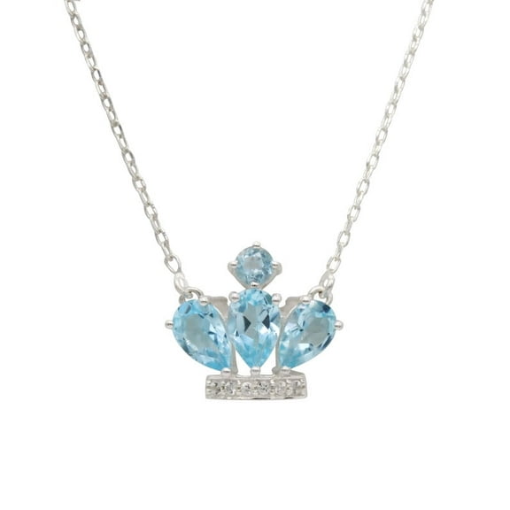 Dainty Swiss Blue Topaz Pendant -Delicate Blue Color Minimalist Pendant For Engagement Gift -Handmade Jewelry Gift-925 Sterling Silver