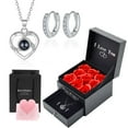 thumbnail image 2 of Top-keivon Christmas Necklace Gift for Girlfriend I Love You in 100 Languages Projection Pendant Necklace with Preserved Red Rose Flowers in Box for Women Mom Wife on Anniversary Birthday, 2 of 17