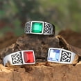 thumbnail image 2 of HIJONES Men's Square Gemstone Stainless Steel Ring Vintage Personalized Punk Gothic Jewelry Red Size 9, 2 of 4