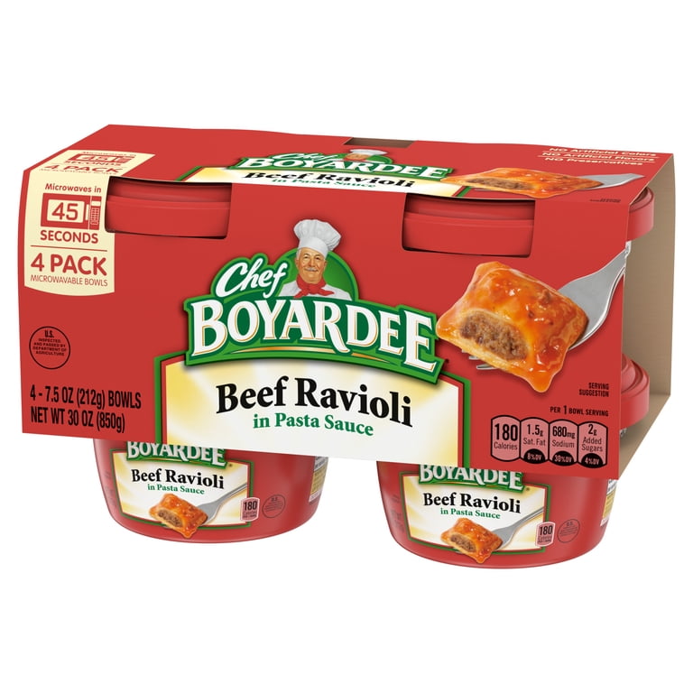 Chef Boyardee, Beef Ravioli in Pasta Sauce, 7.5 oz bowl, 4-count