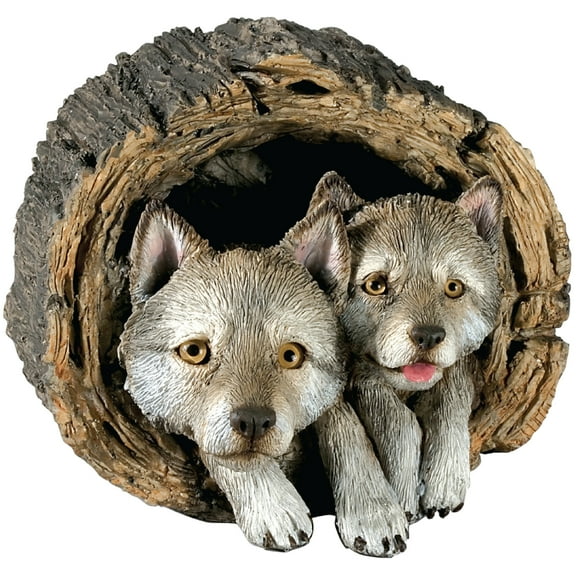 Sandicast "Forever Friends" Lying Gray Wolf Pups Sculpture