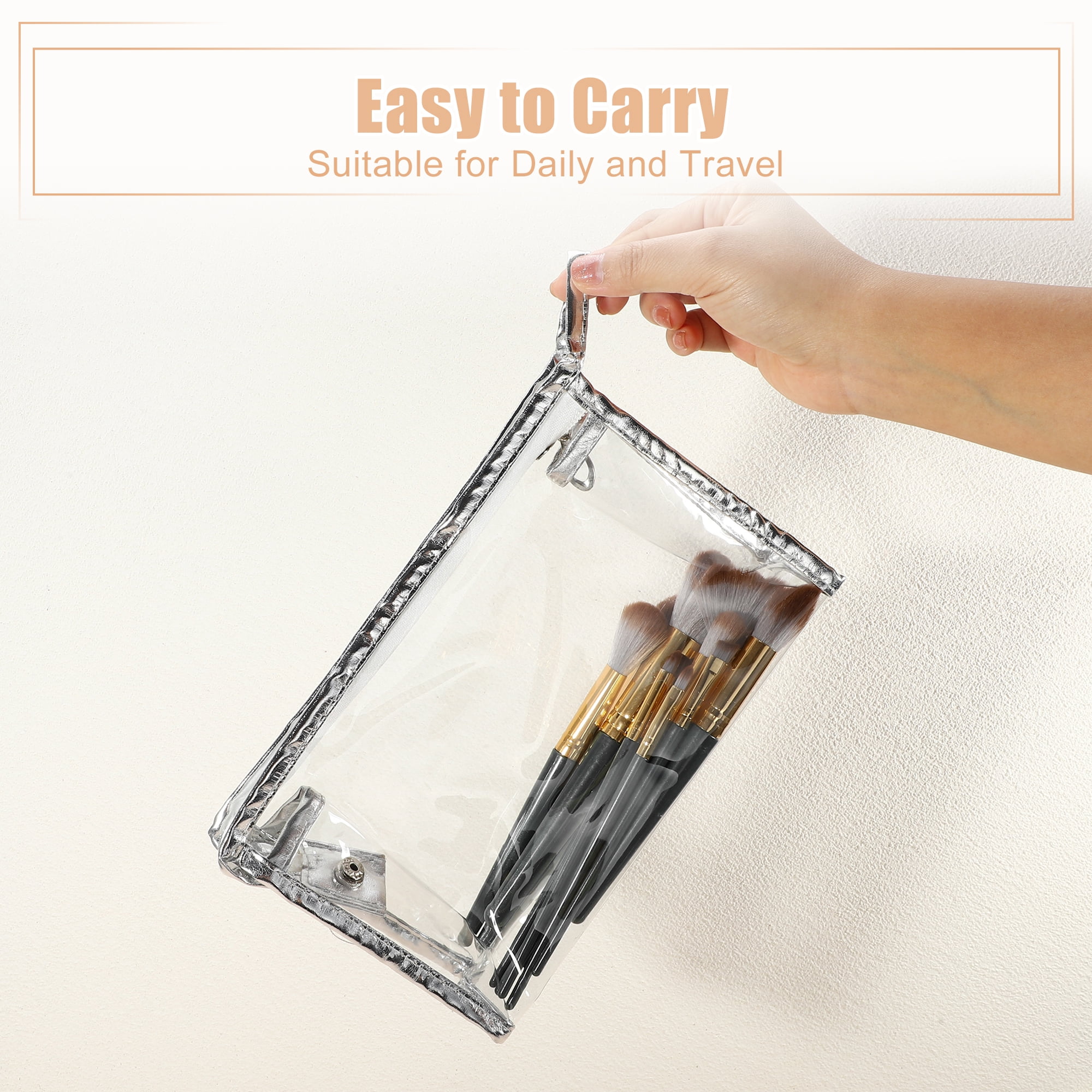 Unique Bargains 1Pc Transparent Waterproof Polyvinyl Chloride Toiletry Bag Silver