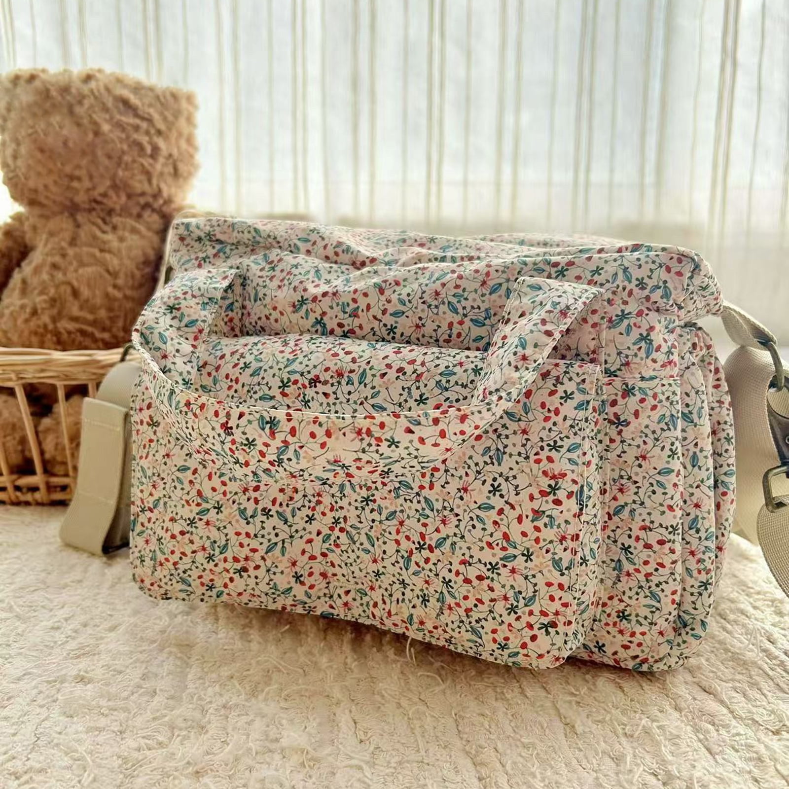 Cute Bear Embroidered Baby Diaper Bag, Large Capacity Multifunction Travel Organizer, Portable Nappy Tote Baby Shower Gift for New Mom (style5)