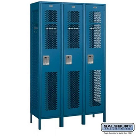 15 in. Single Tier Vented Metal Locker - Assembled, Blue - 6 ft. x 3 x 18 in.