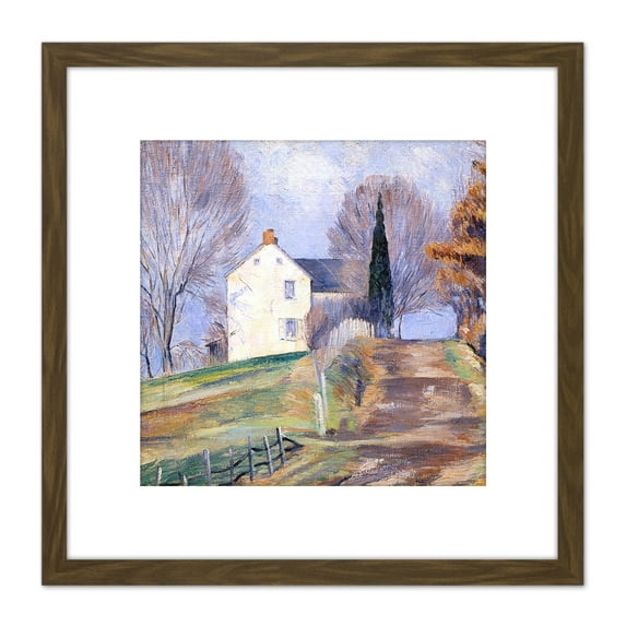 Johnson At The Hills Top Lumberville Painting 8X8 Inch Square Wooden Framed Wall Art Print Picture with Mount
