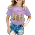 thumbnail image 5 of Ulanda Boys Girls Christmas Shirt Kids Christmas Tree T-Shirts Funny Toddler Xmas Holiday Short Sleeve Tees 2025 (Purple, 3-4 Years), 5 of 6