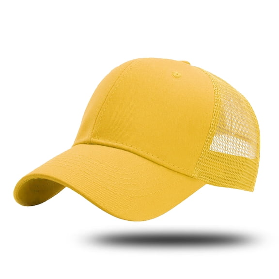 Trucker Hat Baseball Cap solid Adjustable Size Leisure Yellow - One Size