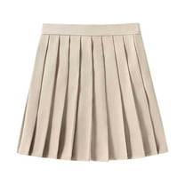 MIXUE Skirts For Women Summer Solid Color Pleated A Line Party Casual Dance Mini Tennis Skirt Workwear,Brown,XXL