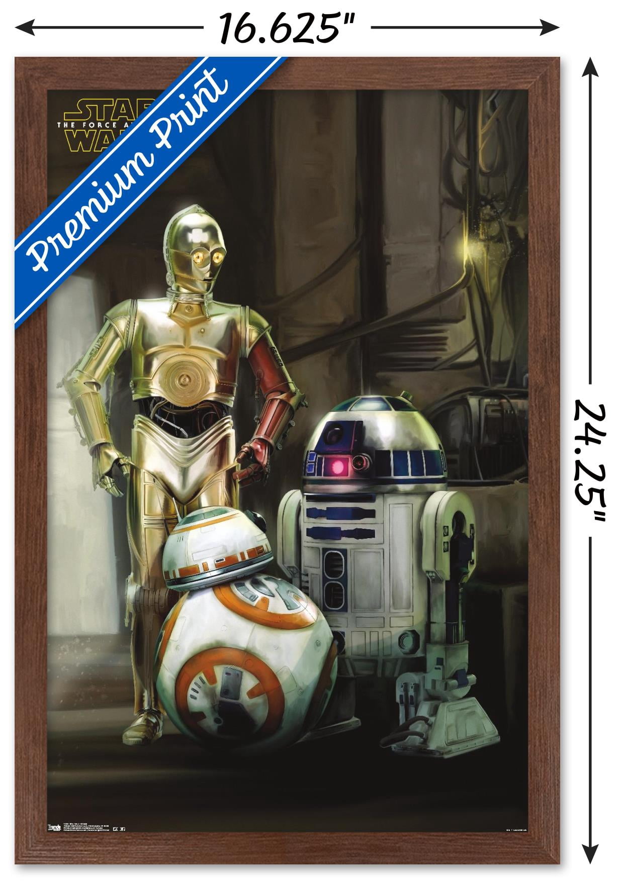 Star Wars: The Force Awakens - Droids Wall Poster, 14.725" x 22.375", Framed