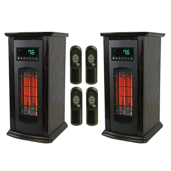 LifeSmart LifePro 1500W Infrared Quartz Indoor Tower Space Heater, (2 Pack)