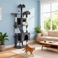 thumbnail image 4 of AKDSteel 72-Inch Cat Tree, Large Multi-Level Cat Tower With 6 Scratching Posts, 2 Perches, 2 Caves, Hammock, And Pom Poms, Plush Condo For Indoor Cats, 4 of 7